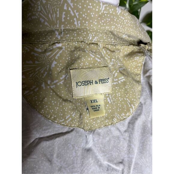 Joseph & Feiss Yellow Green Short Sleeve Silk Button-Up Shirt Size XXL - Picture 4 of 7